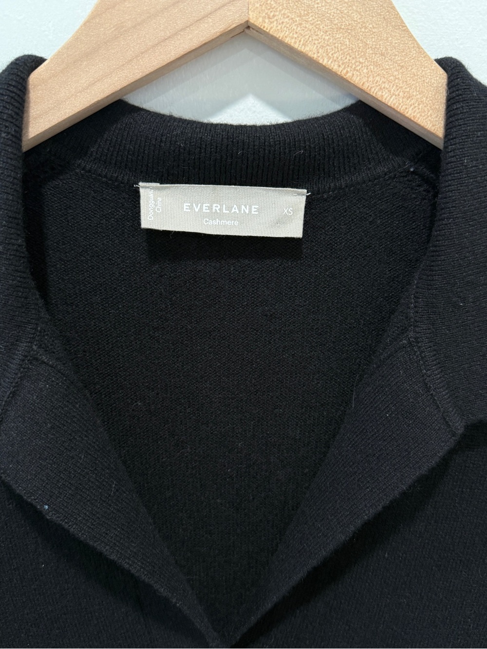 Everlane The Cashmere Black Polo V-neck Midi Dress - Picture 3 of 5